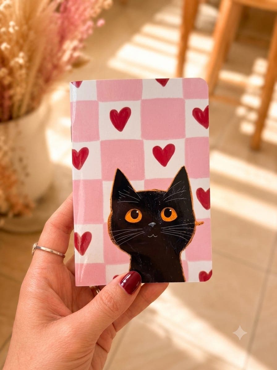 Cuaderno diseño Gato Corazones